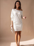 Mini Dress for Women with Off-Shoulder Design & Shimmering Detail | S&W - 3 - Stylewhipped