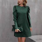 Shift Dress Women's Puff Sleeve Cut | Flattering Silhouette | S&W - 2 - Stylewhipped
