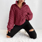 Pullover Women | High Neck with Zip and Oversized Fit | S&W - 1 - Stylewhipped
