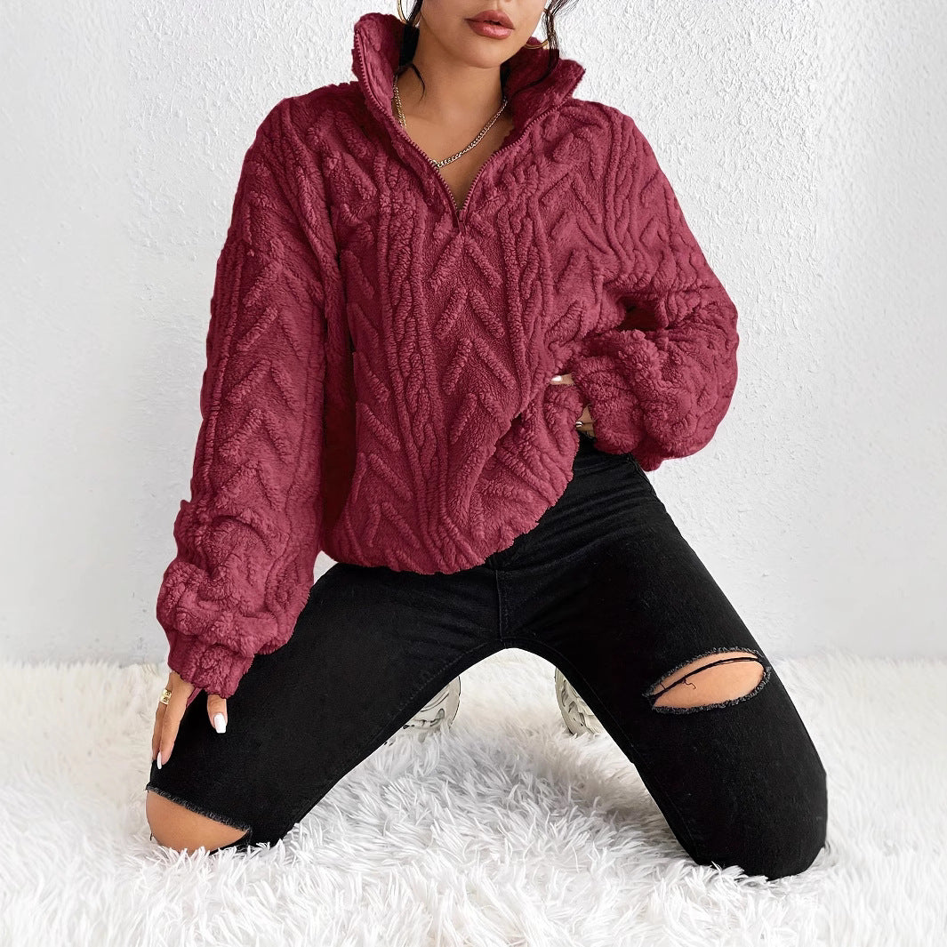Pullover Women | High Neck with Zip and Oversized Fit | S&W - 1 - Stylewhipped