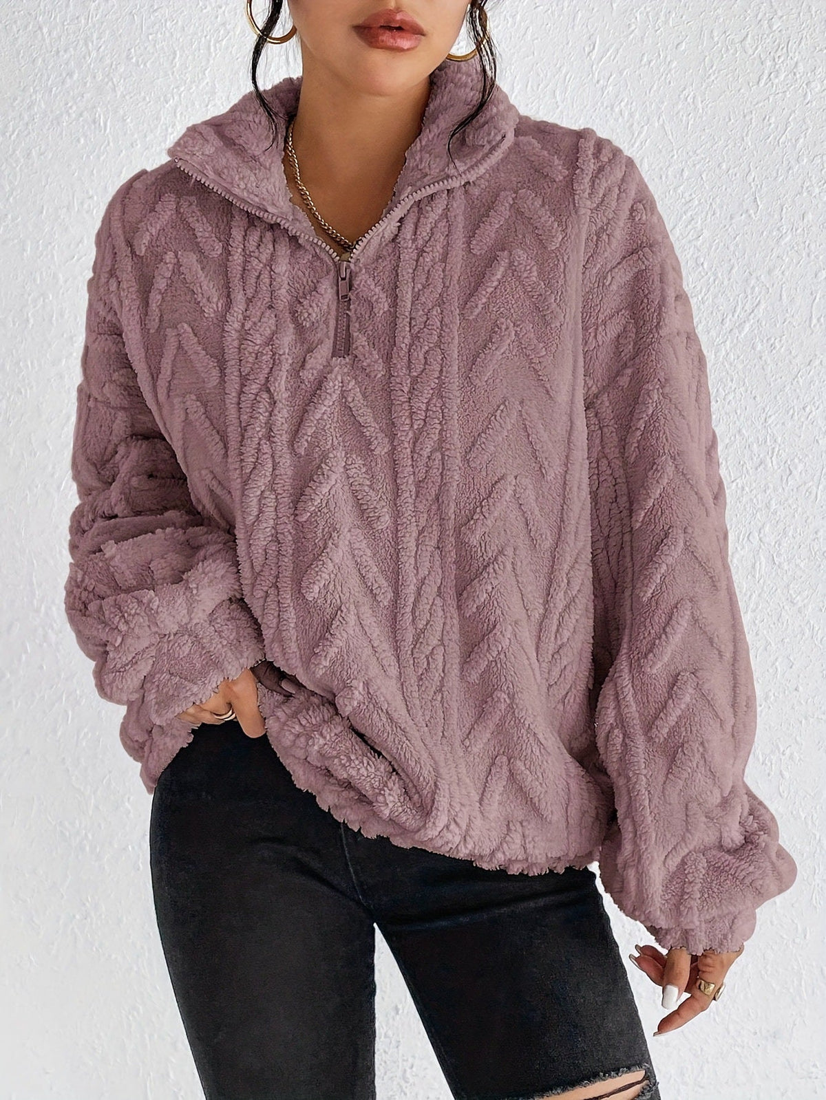 Pullover Women | High Neck with Zip and Oversized Fit | S&W - 2 - Stylewhipped