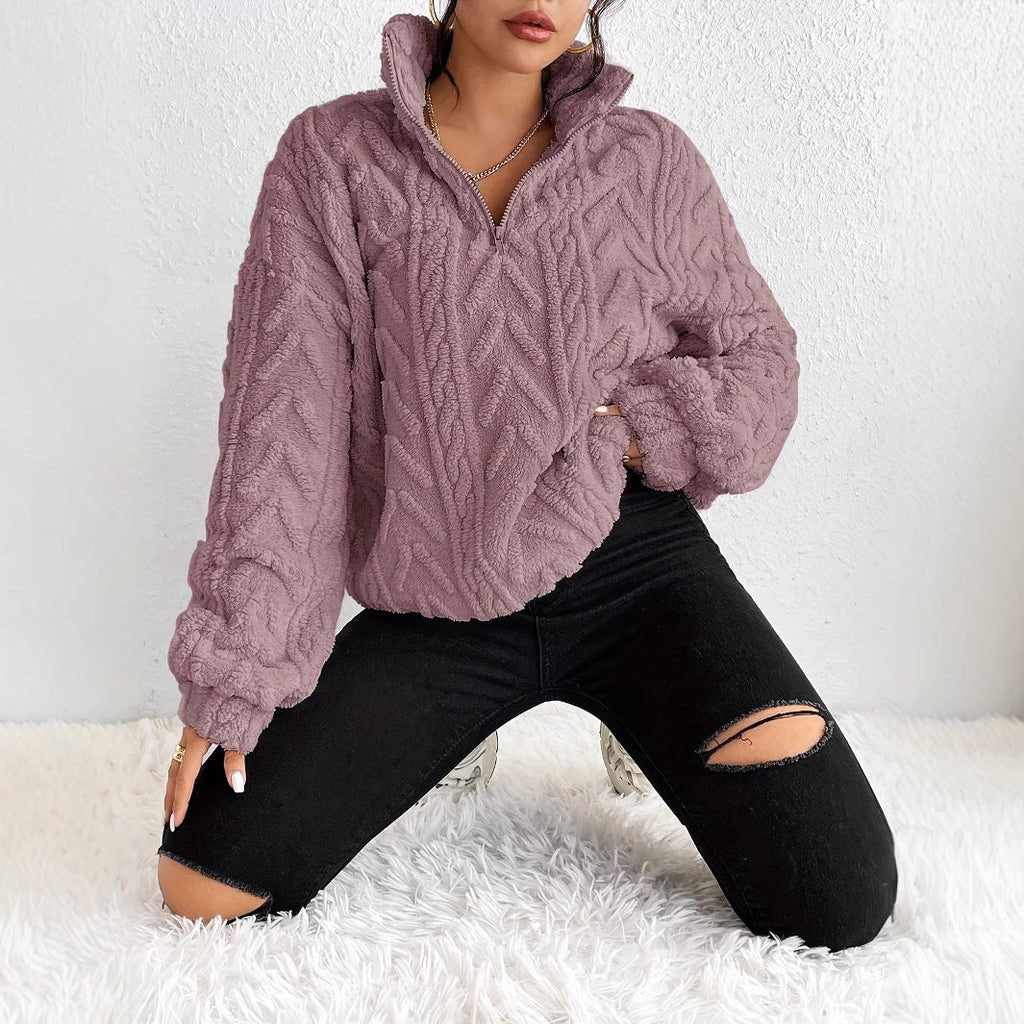 Pullover Women | High Neck with Zip and Oversized Fit | S&W - 4 - Stylewhipped