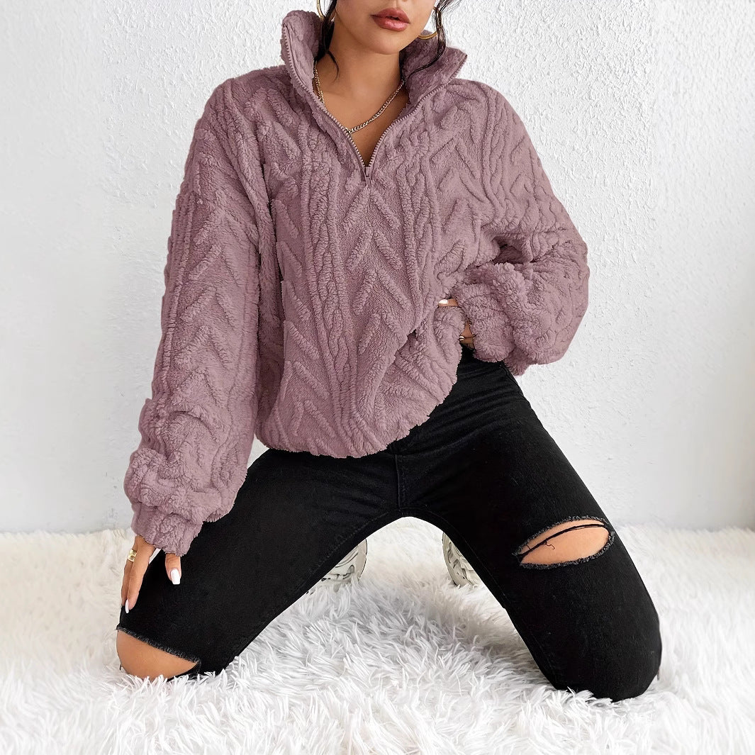 Pullover Women | High Neck with Zip and Oversized Fit | S&W - 4 - Stylewhipped