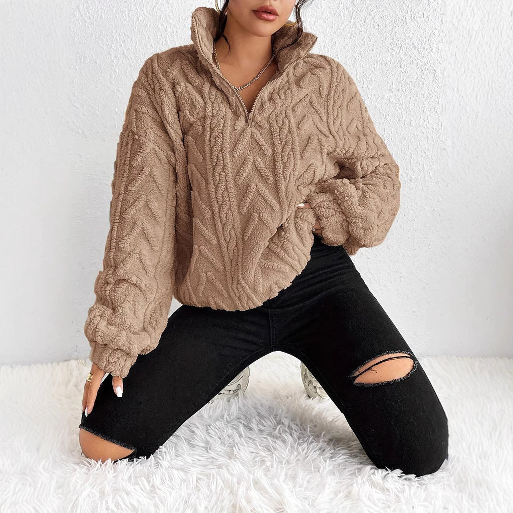Pullover Women | High Neck with Zip and Oversized Fit | S&W - 5 - Stylewhipped