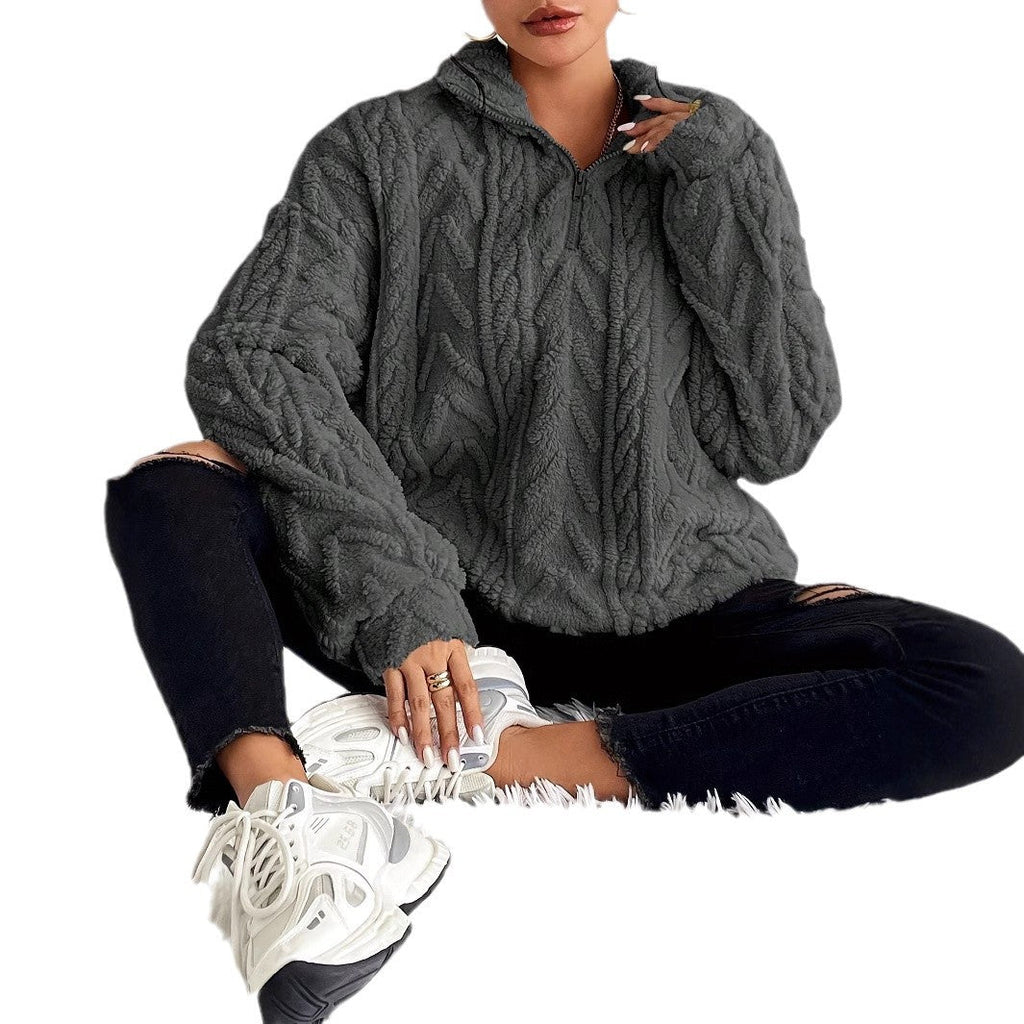 Pullover Women | High Neck with Zip and Oversized Fit | S&W - 6 - Stylewhipped