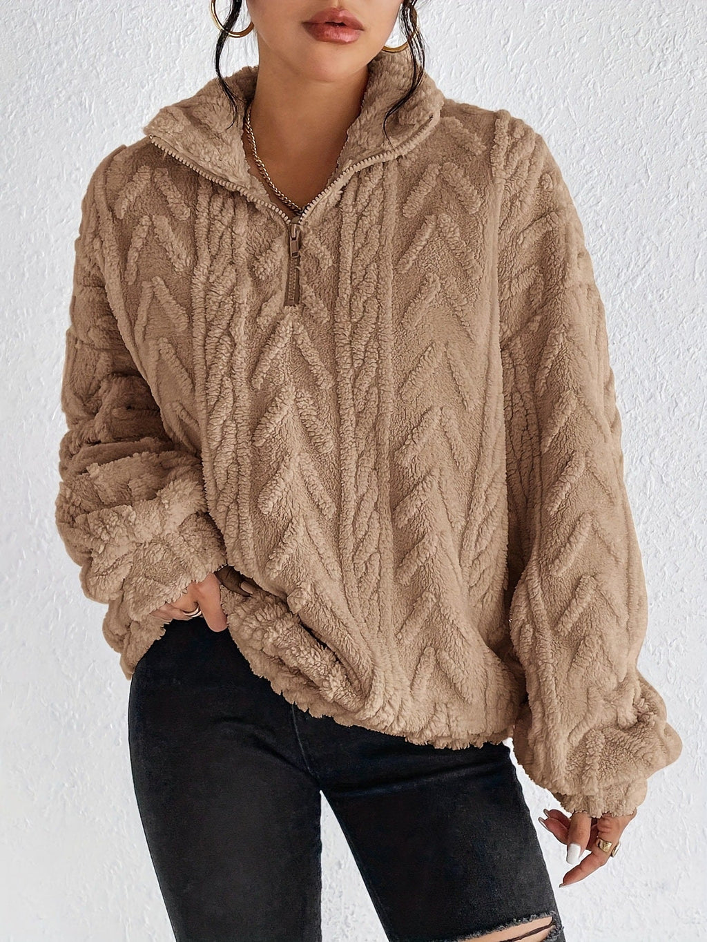 Pullover Women | High Neck with Zip and Oversized Fit | S&W - 7 - Stylewhipped