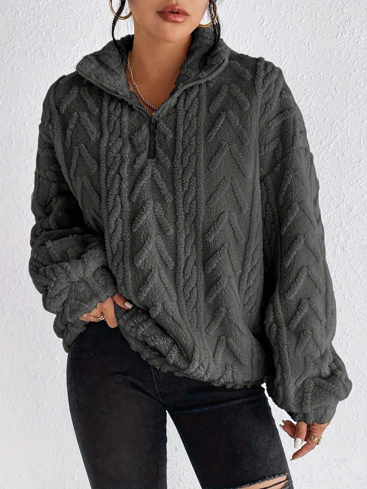 Pullover Women | High Neck with Zip and Oversized Fit | S&W - 10 - Stylewhipped