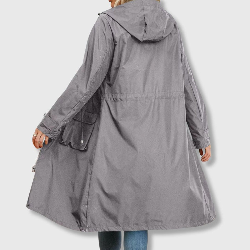 Women's Long-Line Jacket with Hood and Functional Pockets | S&W - 1 - Stylewhipped