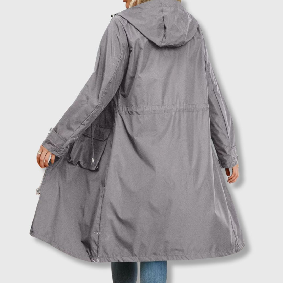 Women's Long-Line Jacket with Hood and Functional Pockets | S&W - 1 - Stylewhipped