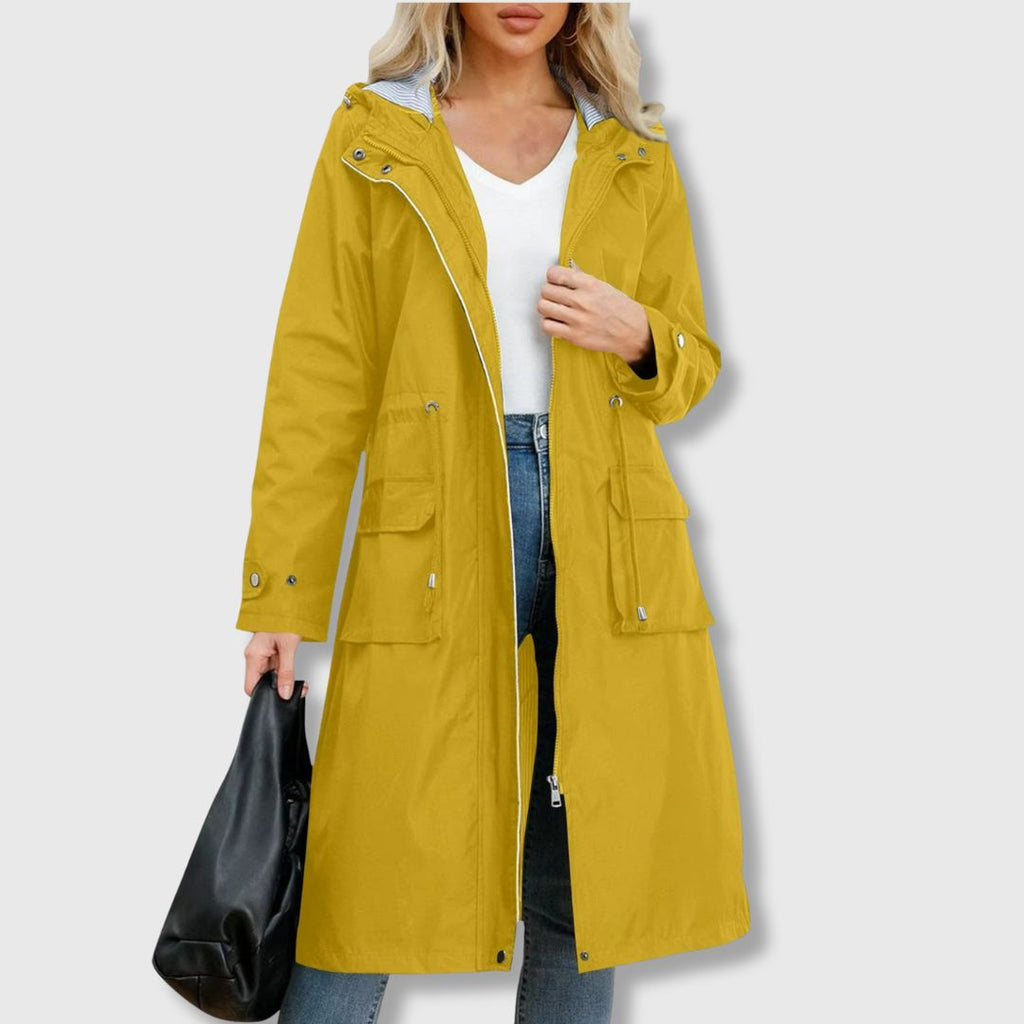 Women's Long-Line Jacket with Hood and Functional Pockets | S&W - 2 - Stylewhipped