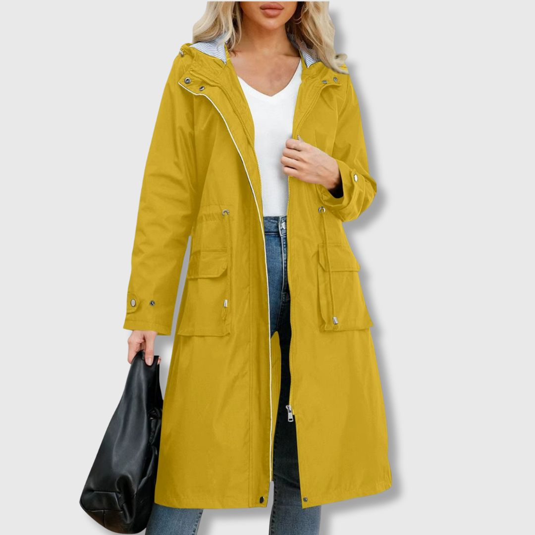 Women's Long-Line Jacket with Hood and Functional Pockets | S&W - 2 - Stylewhipped