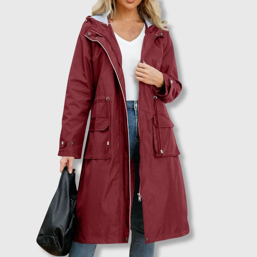Women's Long-Line Jacket with Hood and Functional Pockets | S&W - 3 - Stylewhipped