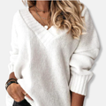 V-Neck Women's Relaxed Fit Pullover with Ribbed Accents | S&W - 1 - Stylewhipped