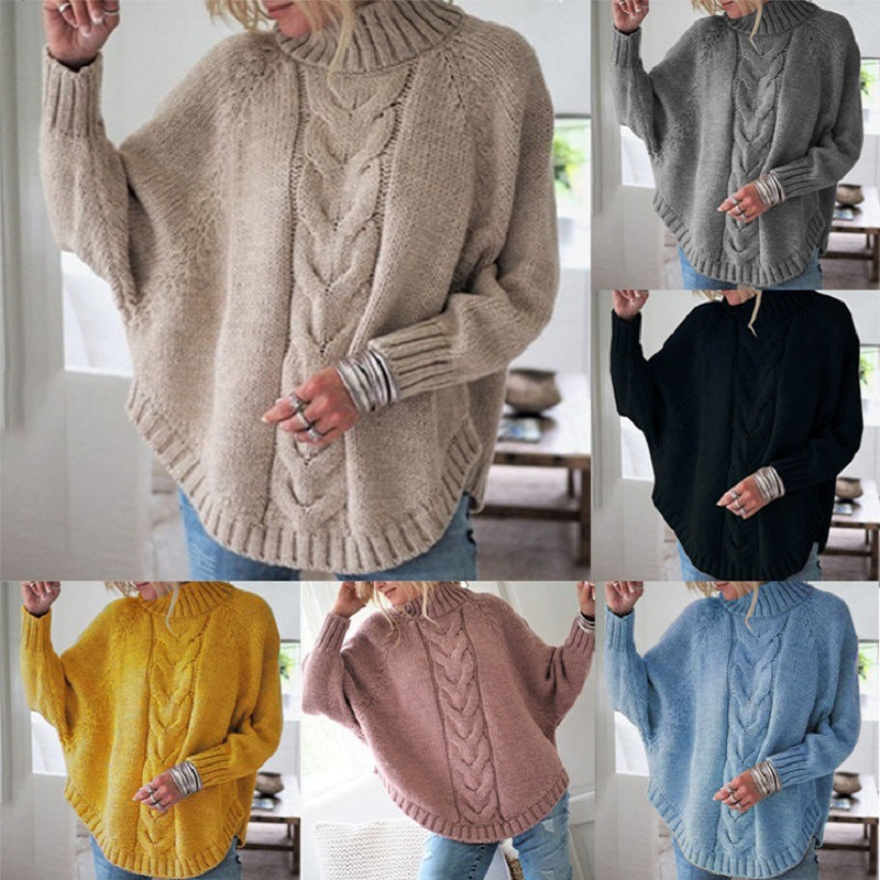 Women's Cable Knit Pullover with High Neck and Relaxed Fit | S&W - 1 - Stylewhipped