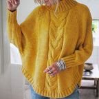 Women's Cable Knit Pullover with High Neck and Relaxed Fit | S&W - 2 - Stylewhipped