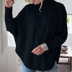 Women's Cable Knit Pullover with High Neck and Relaxed Fit | S&W - 4 - Stylewhipped