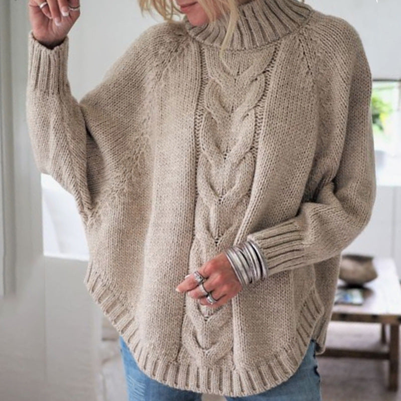 Women's Cable Knit Pullover with High Neck and Relaxed Fit | S&W - 5 - Stylewhipped