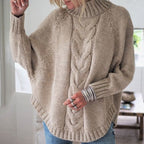 Women's Cable Knit Pullover with High Neck and Relaxed Fit | S&W - 5 - Stylewhipped