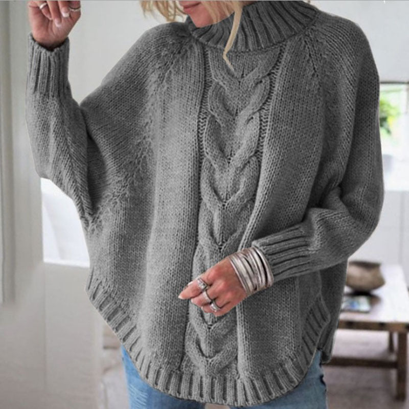 Women's Cable Knit Pullover with High Neck and Relaxed Fit | S&W - 6 - Stylewhipped