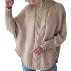 Women's Cable Knit Pullover with High Neck and Relaxed Fit | S&W - 7 - Stylewhipped