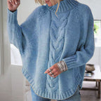 Women's Cable Knit Pullover with High Neck and Relaxed Fit | S&W - 9 - Stylewhipped