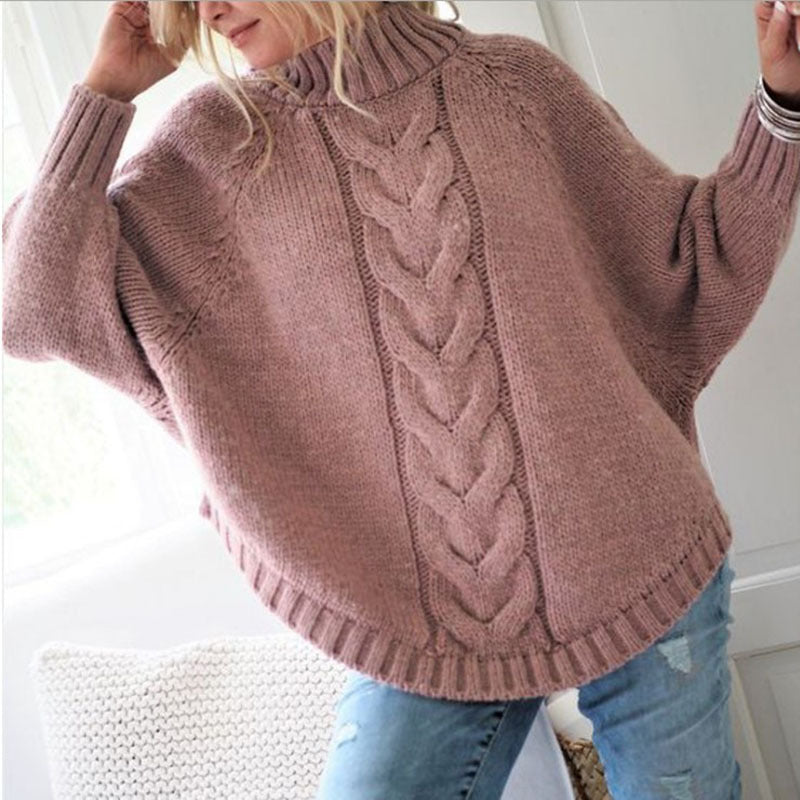 Women's Cable Knit Pullover with High Neck and Relaxed Fit | S&W - 10 - Stylewhipped
