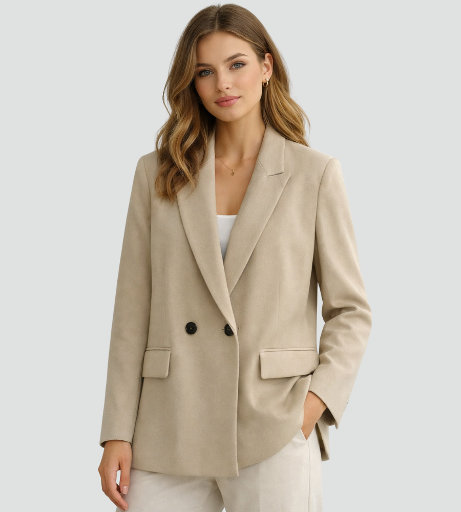 Double-Breasted Blazer Women's Tailored Fit with Pockets | S&W - 2 - Stylewhipped