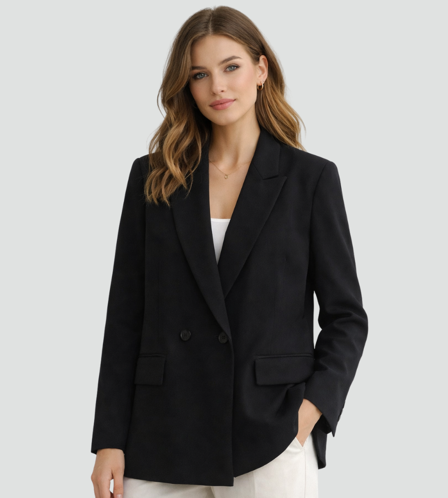 Double-Breasted Blazer Women's Tailored Fit with Pockets | S&W - 6 - Stylewhipped