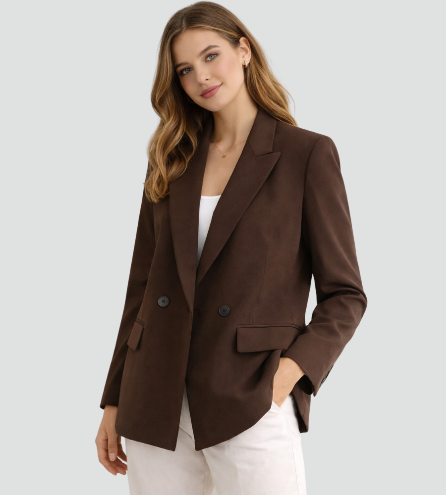 Double-Breasted Blazer Women's Tailored Fit with Pockets | S&W - 7 - Stylewhipped