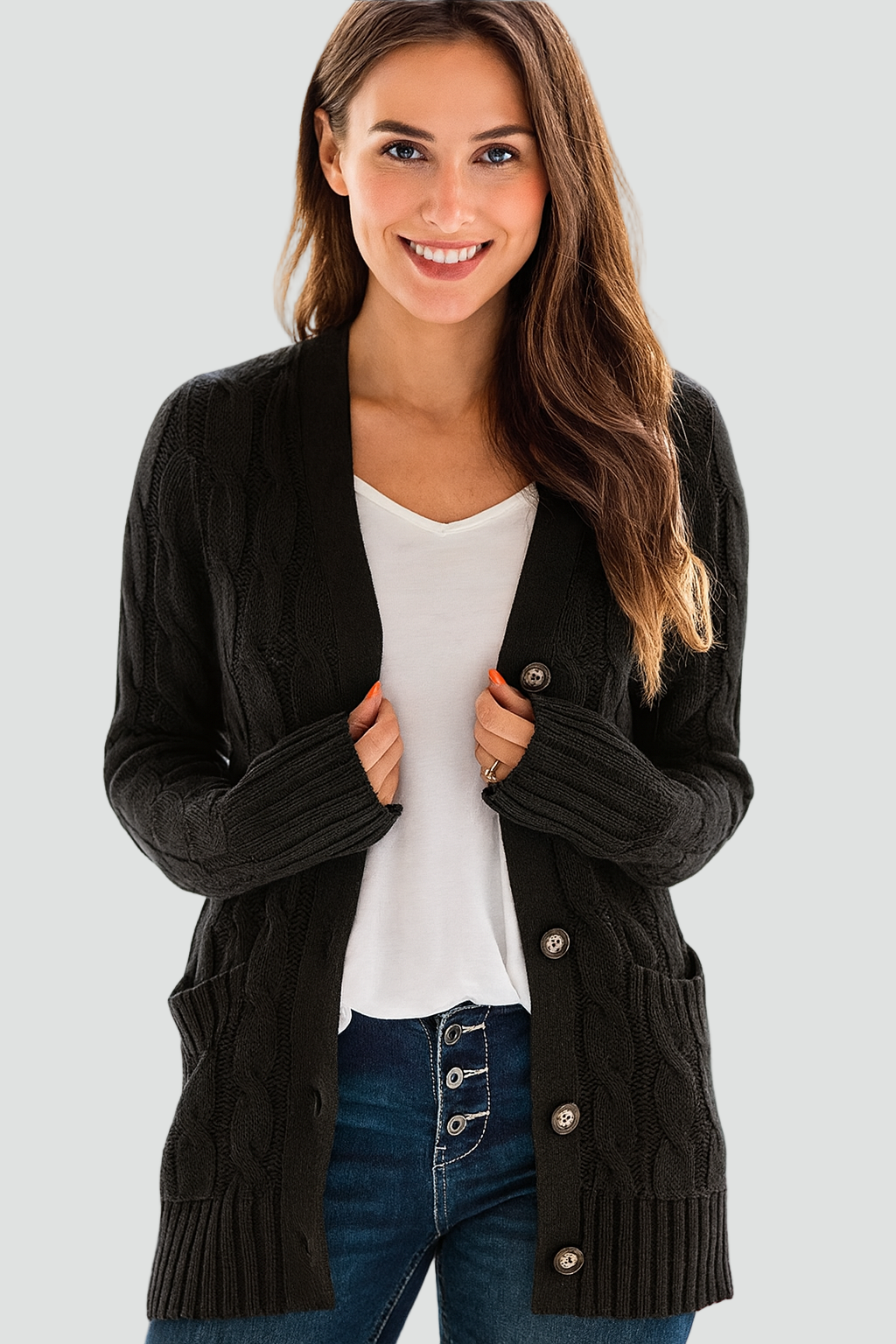 Cardigan Women | Relaxed Fit with Button Closure | S&W - 3 - Stylewhipped