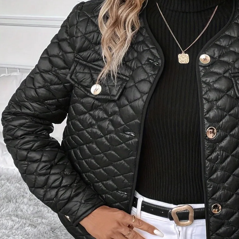 Women's Quilted Jacket | Chic Button Detail | S&W - 3 - Stylewhipped