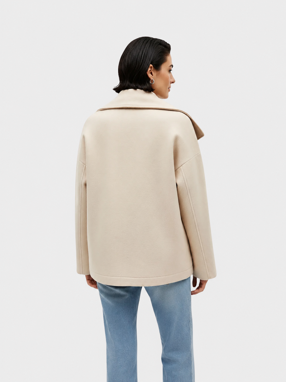 Women's Double Breasted Jacket with Wide Collar and Relaxed Fit | S&W - 4 - Stylewhipped