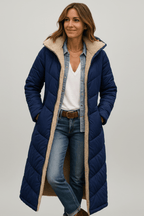 Puffer Coat Women's Long Hooded Design with Faux Fur Lining | S&W - 5 - Stylewhipped