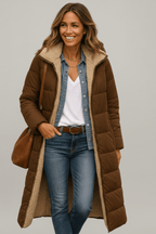 Puffer Coat Women's Long Hooded Design with Faux Fur Lining | S&W - 9 - Stylewhipped