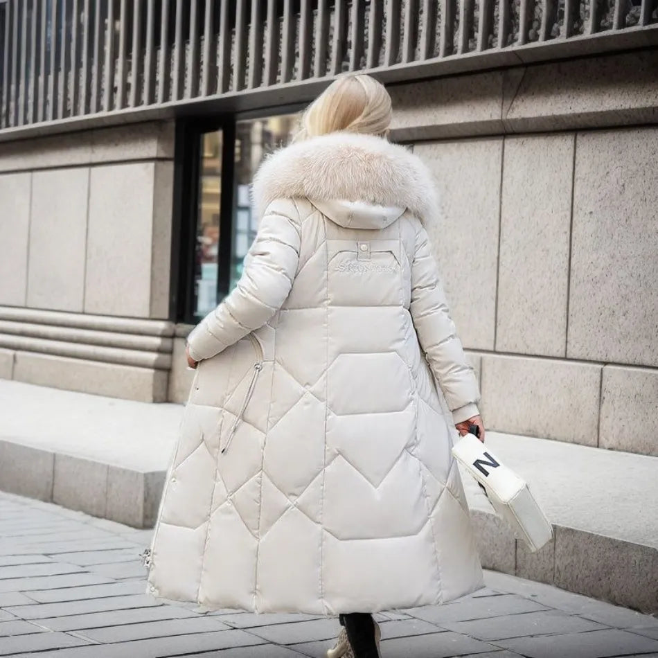 Long Padded Coat Women's with Hood and Faux Fur Collar | S&W - 2 - Stylewhipped