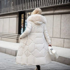 Long Padded Coat Women's with Hood and Faux Fur Collar | S&W - 2 - Stylewhipped