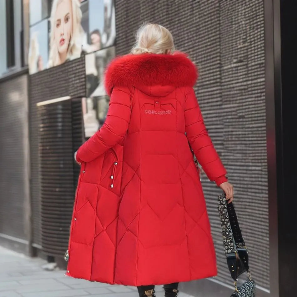 Long Padded Coat Women's with Hood and Faux Fur Collar | S&W - 4 - Stylewhipped