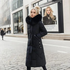Long Padded Coat Women's with Hood and Faux Fur Collar | S&W - 7 - Stylewhipped