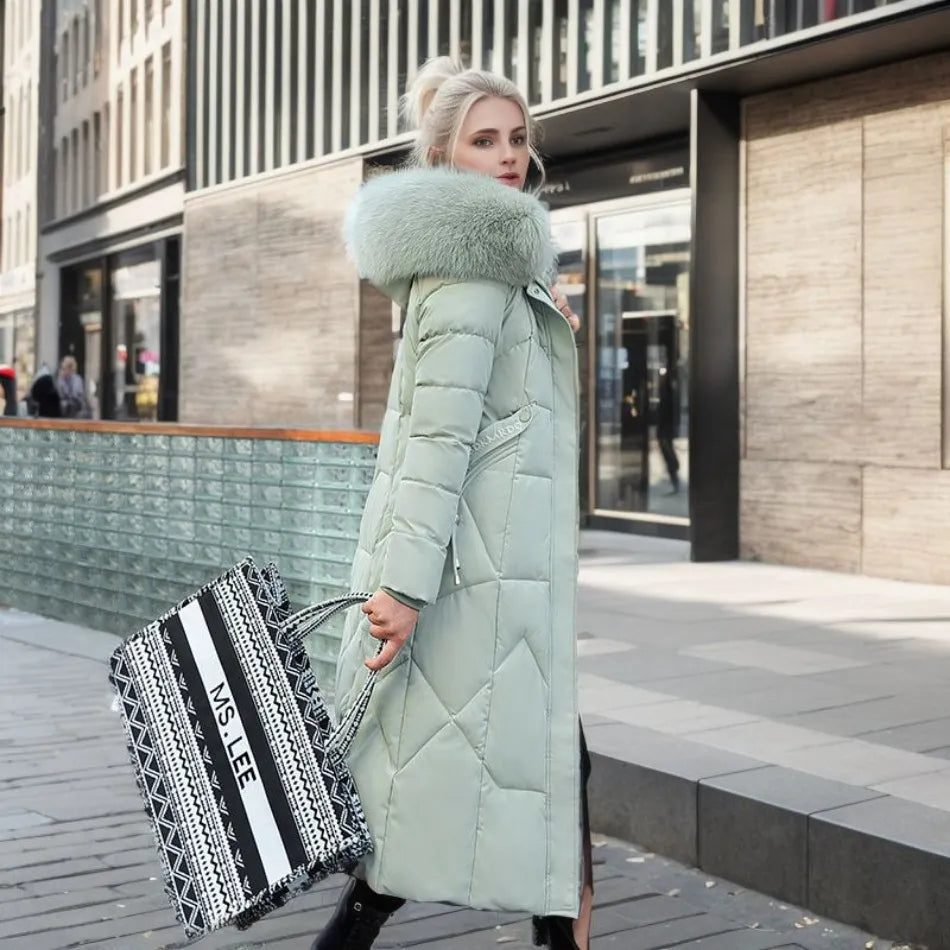 Long Padded Coat Women's with Hood and Faux Fur Collar | S&W - 9 - Stylewhipped