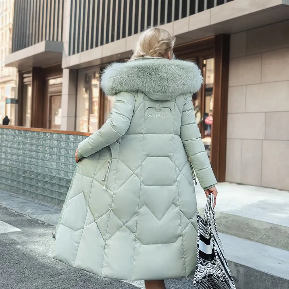 Long Padded Coat Women's with Hood and Faux Fur Collar | S&W - 10 - Stylewhipped