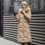Long Padded Coat Women's with Hood and Faux Fur Collar | S&W - 14 - Stylewhipped