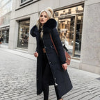 Long Padded Coat Women's with Hood and Faux Fur Collar | S&W - 16 - Stylewhipped