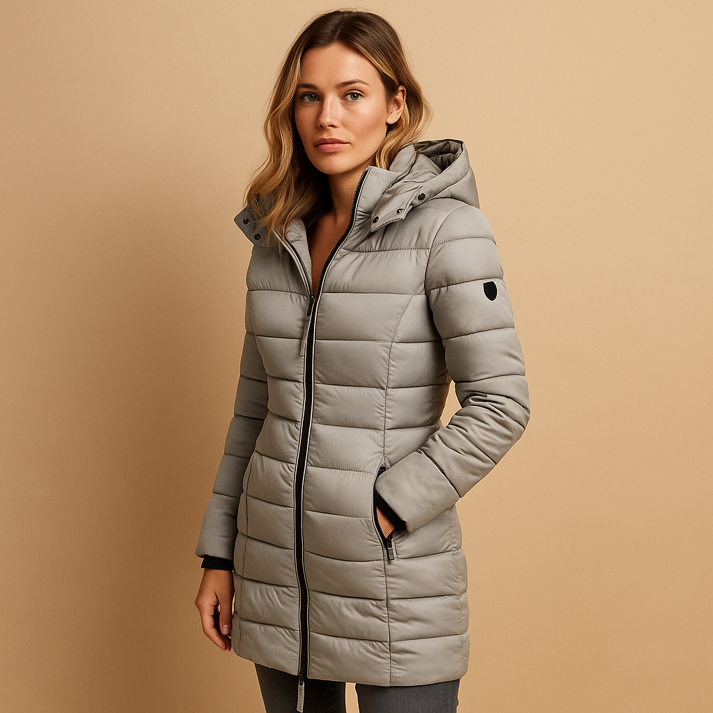 Padded Women's Coat with Hood and Zip Pockets | S&W - 2 - Stylewhipped
