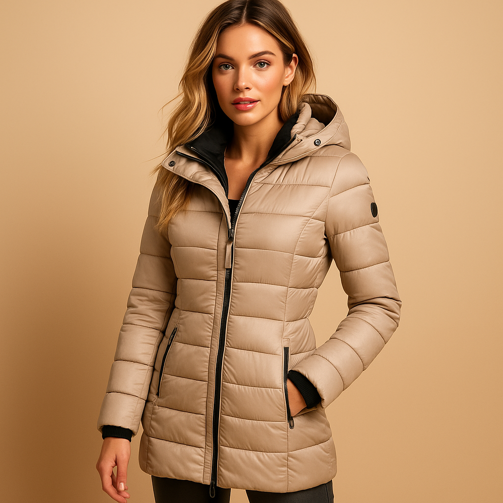 Padded Women's Coat with Hood and Zip Pockets | S&W - 3 - Stylewhipped