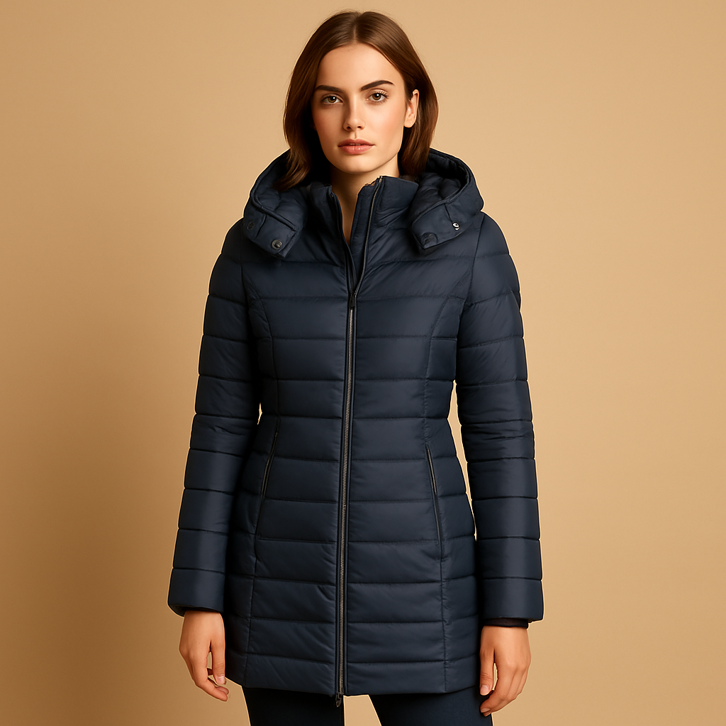 Padded Women's Coat with Hood and Zip Pockets | S&W - 4 - Stylewhipped