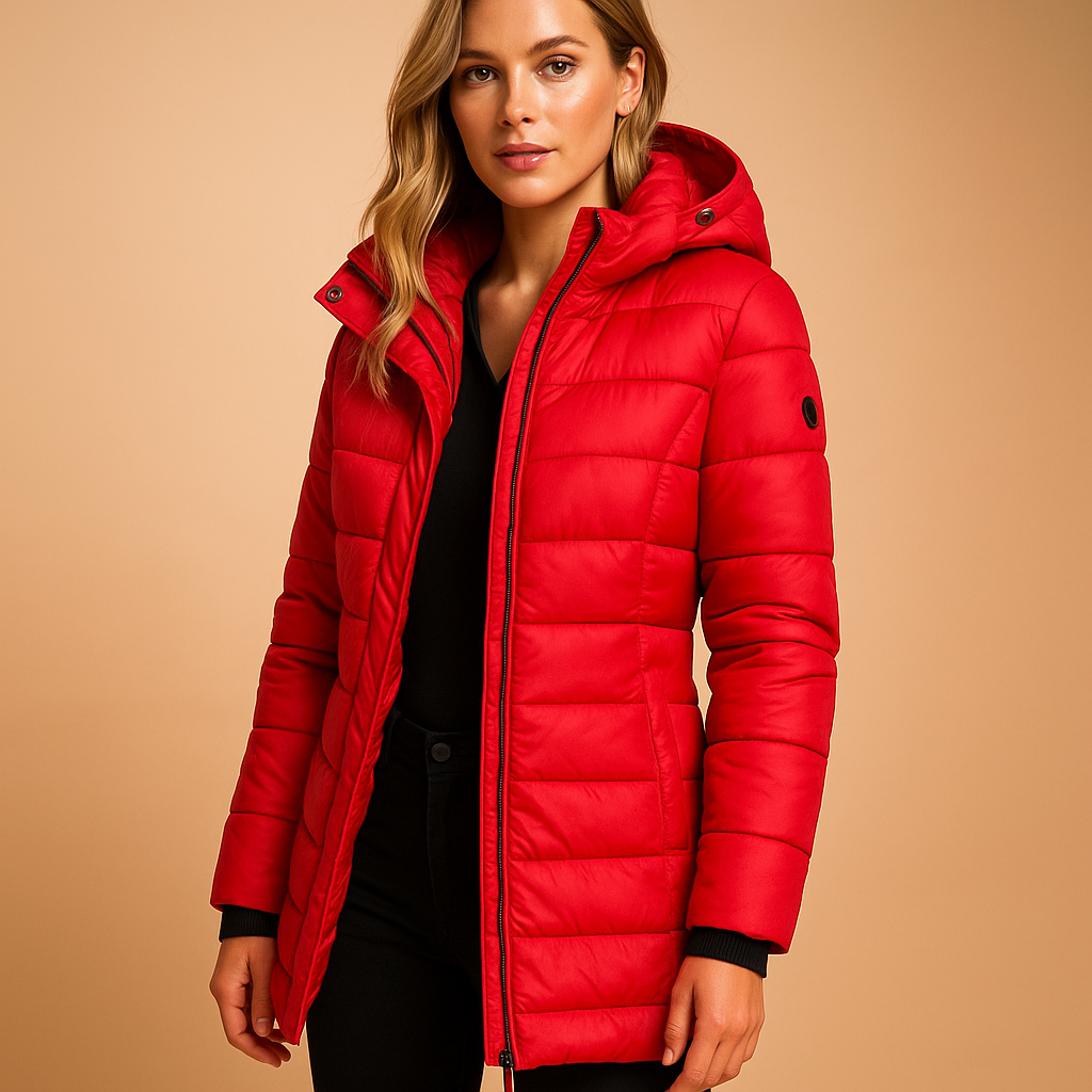 Padded Women's Coat with Hood and Zip Pockets | S&W - 5 - Stylewhipped