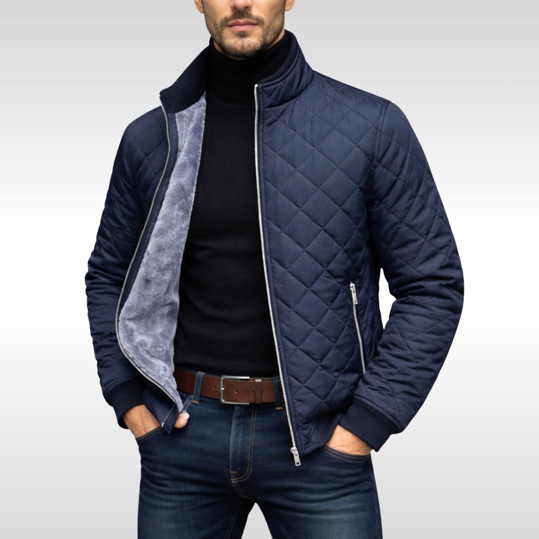 Men's Quilted Jacket with Stand-Up Collar & Side Pockets | S&W - 1 - Stylewhipped