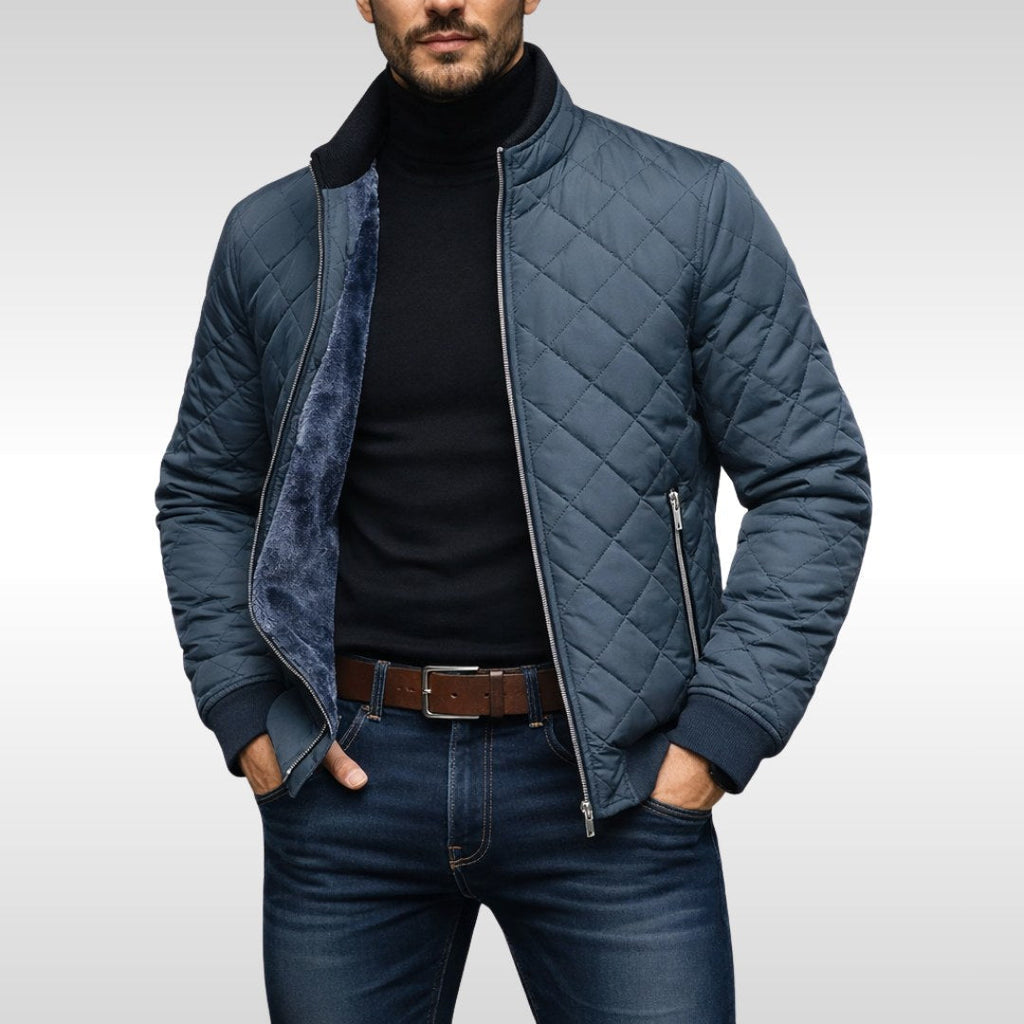 Men's Quilted Jacket with Stand-Up Collar & Side Pockets | S&W - 2 - Stylewhipped