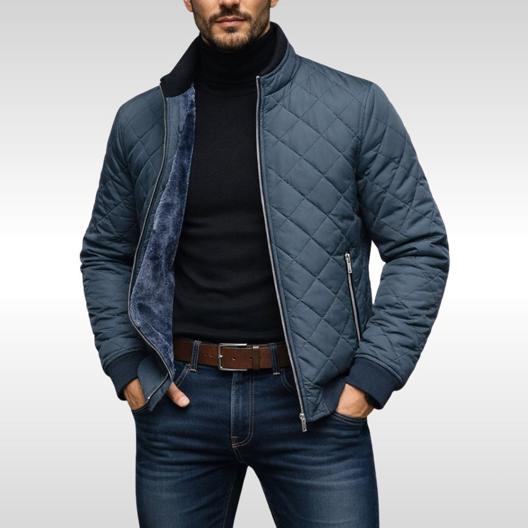 Men's Quilted Jacket with Stand-Up Collar & Side Pockets | S&W - 2 - Stylewhipped