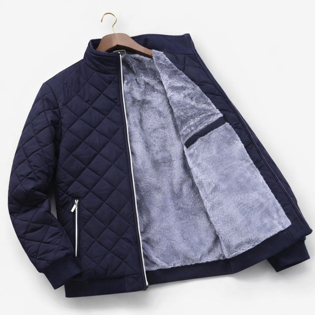 Men's Quilted Jacket with Stand-Up Collar & Side Pockets | S&W - 4 - Stylewhipped